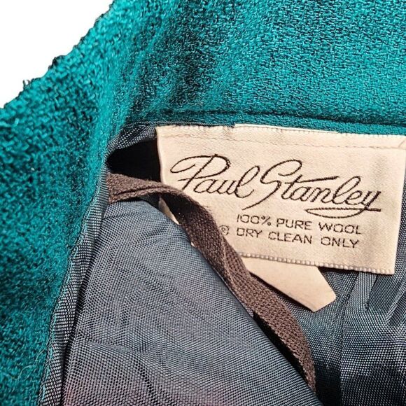 Vintage 60s Paul Stanley Pencil Skirt Womens M Wool Teal Blue Green Wiggle - Picture 7 of 7